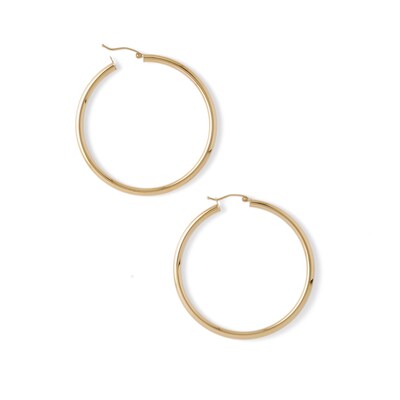 10K Tube Hollow Gold Polished Hoops