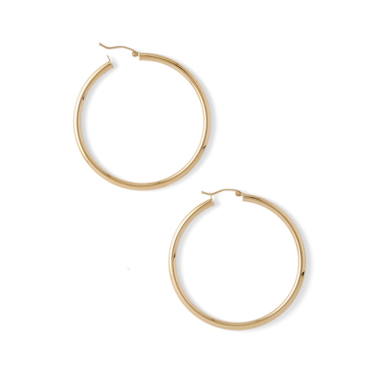 10K Tube Hollow Gold Polished Hoops