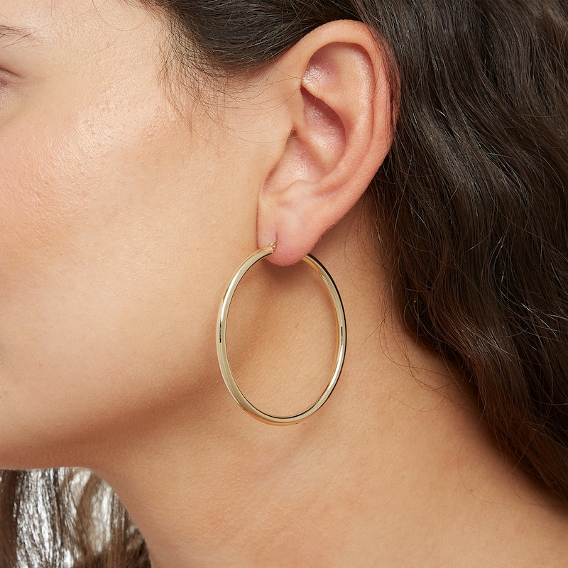 10K Tube Hollow Gold Polished Hoops