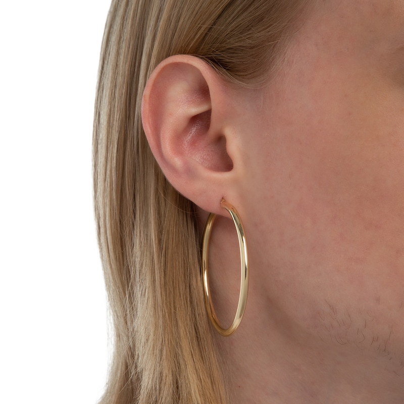 10K Tube Hollow Gold Polished Hoops