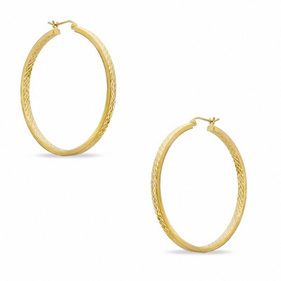 43mm Diamond-Cut In and Out Square Hoop Earrings in 10K Tube 43mm Diamond-Cut In and Out Square Hoop Earrings in 10K Tube