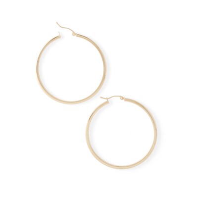 43mm Diamond-Cut In and Out Square Hoop Earrings in 10K Tube Hollow Gold