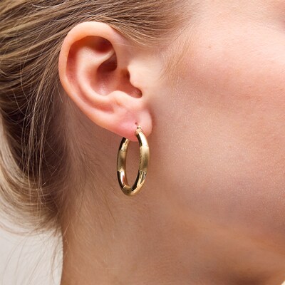 30mm Diamond-Cut Hoop Earrings in 10K Tube Hollow Gold