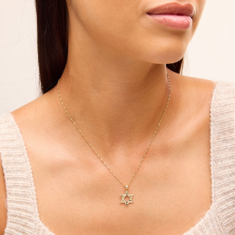 Main Image 2 of Diamond-Cut Star of David Charm in 10K Gold