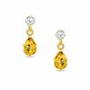 Thumbnail Image 1 of Pear-Shaped Citrine Drop Earrings in 10K Gold with CZ