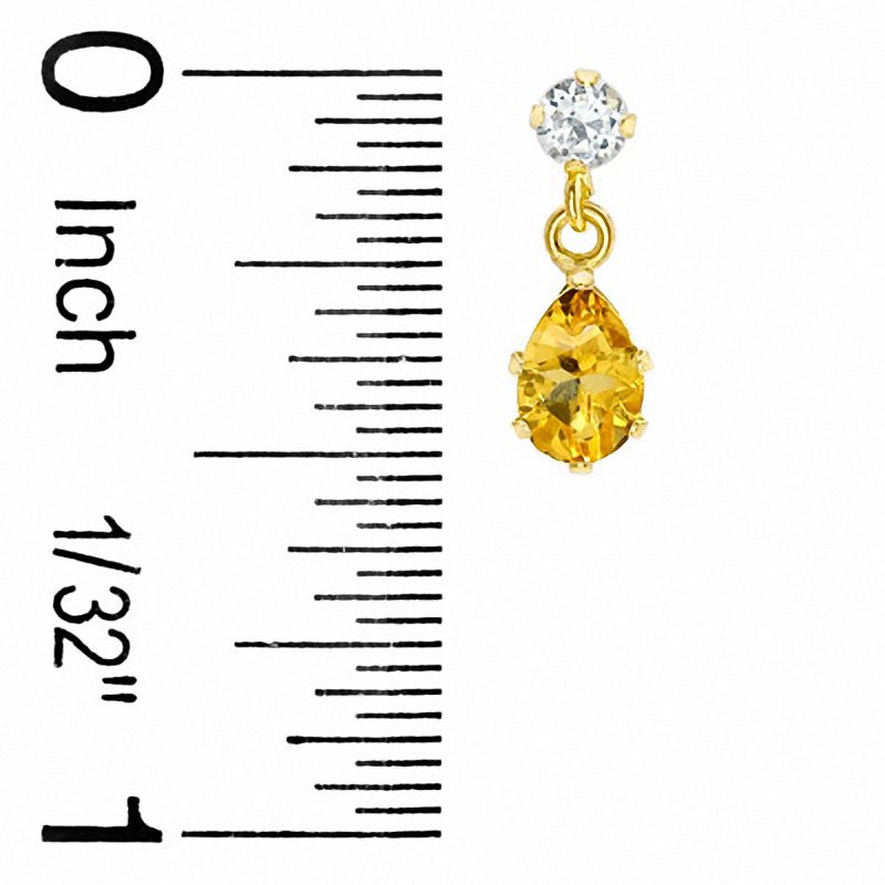 Main Image 2 of Pear-Shaped Citrine Drop Earrings in 10K Gold with CZ