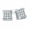 Thumbnail Image 1 of 1/10 CT. T.W. Diamond Bent Square Earrings in 10K White Gold