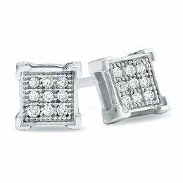 1/10 CT. T.W. Diamond Bent Square Earrings in 10K White Gold