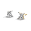 Thumbnail Image 1 of 1/10 CT. T.W. Diamond Bent Square Earrings in 10K Gold
