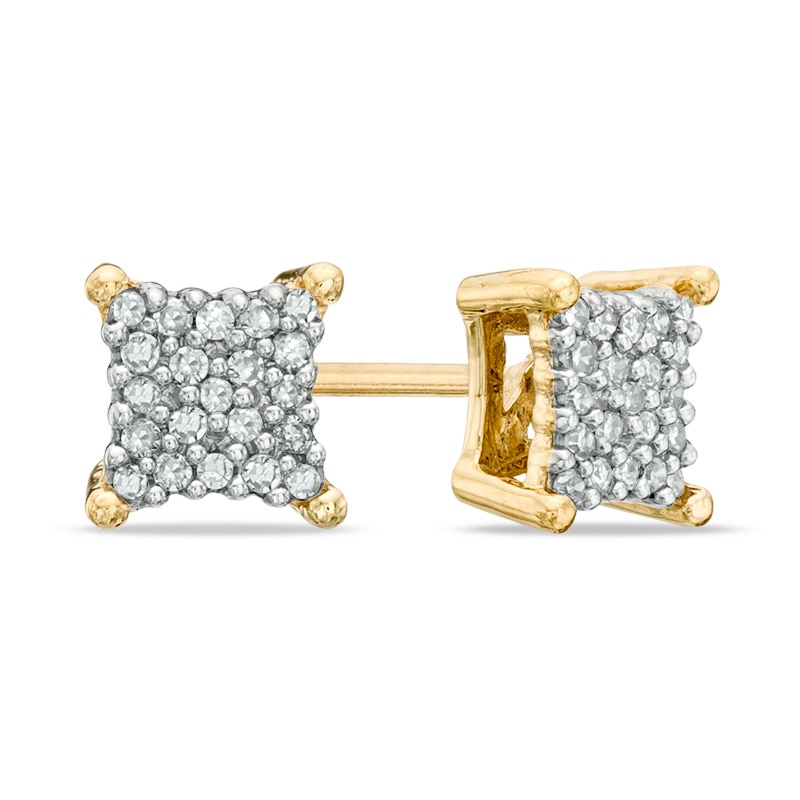 1/10 CT. T.W. Diamond Bent Square Earrings in 10K Gold | Banter