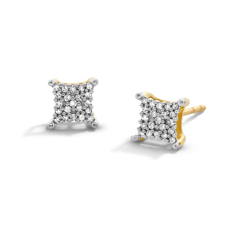 Main Image 1 of 1/10 CT. T.W. Diamond Bent Square Earrings in 10K Gold