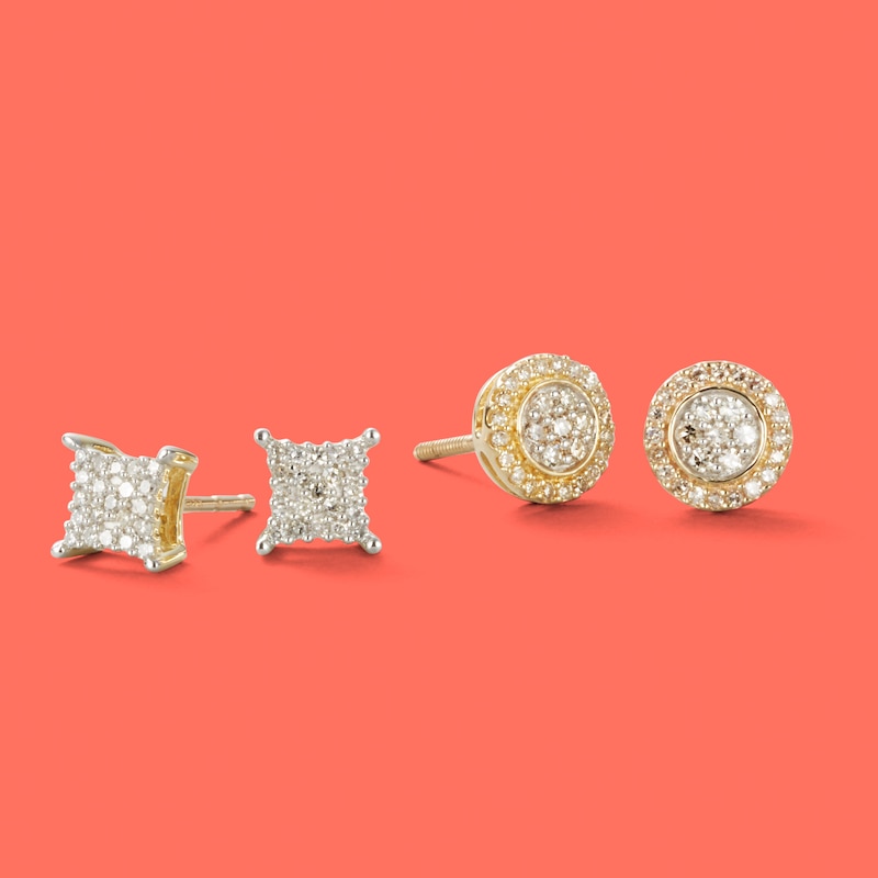 1/10 CT. T.W. Diamond Bent Square Earrings in 10K Gold | Banter