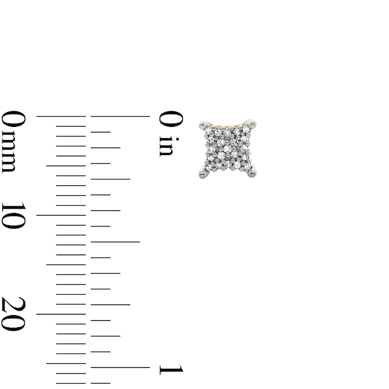 Main Image 2 of 1/10 CT. T.W. Diamond Bent Square Earrings in 10K Gold