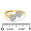 Thumbnail Image 3 of 1/10 CT. T.W. Diamond Accent Micro Double Heart Dainty Ring in 10K Gold - Size 7
