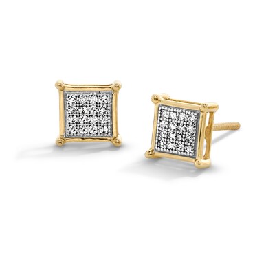 10K Solid Gold 1/10 CT. T.W. Multi-Diamond Square Studs
