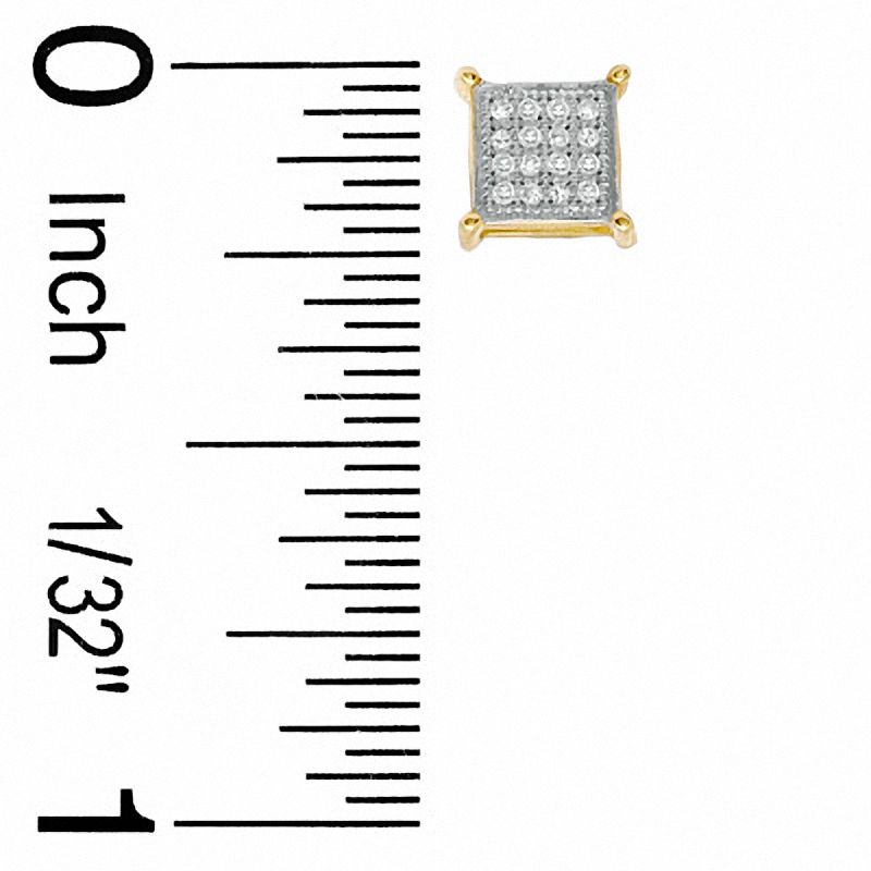 10K Solid Gold 1/10 CT. T.W. Multi-Diamond Square Studs | Banter