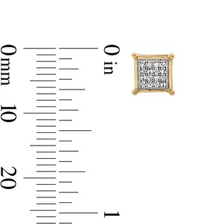 10K Solid Gold 1/10 CT. T.W. Multi-Diamond Square Studs