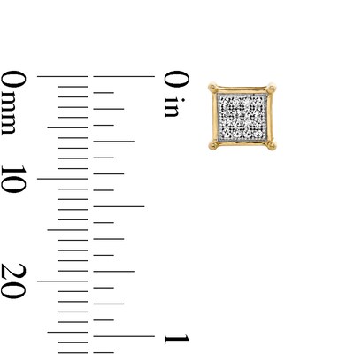 10K Solid Gold 1/10 CT. T.W. Multi-Diamond Square Studs