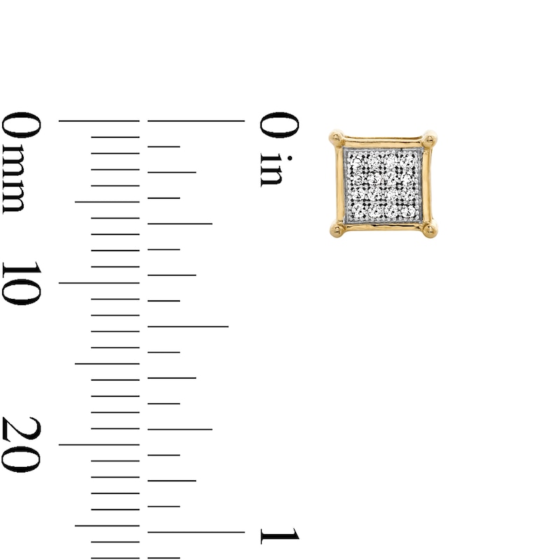 Main Image 5 of 1/10 CT. T.W. Diamond Micro Square Earrings in 10K Gold