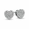 Thumbnail Image 1 of 1/5 CT. T.W. Diamond Heart Composite Earrings in 10K White Gold