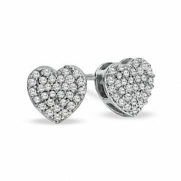 1/5 CT. T.W. Diamond Heart Composite Earrings in 10K White Gold