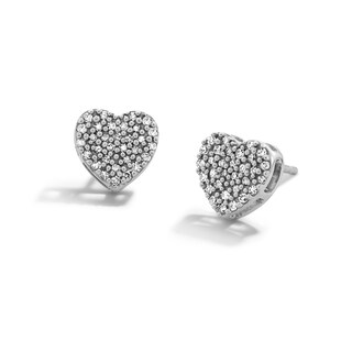 1/5 CT. T.W. Diamond Heart Composite Earrings in 10K White Gold