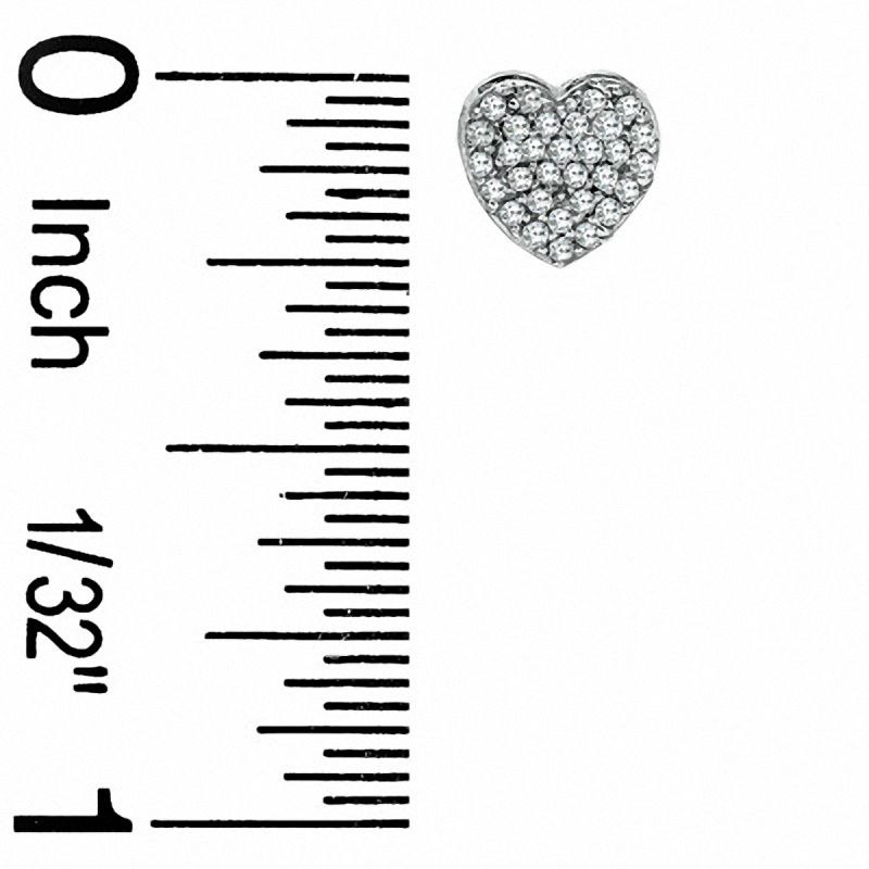 1/5 CT. T.W. Diamond Heart Composite Earrings in 10K White Gold