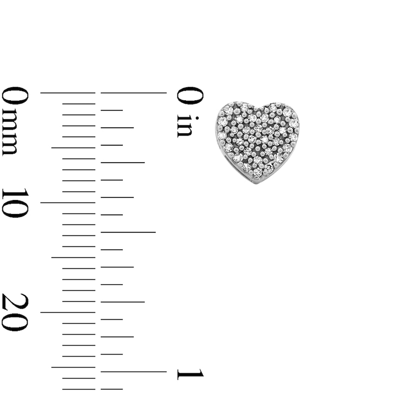 Main Image 3 of 1/5 CT. T.W. Diamond Heart Composite Earrings in 10K White Gold