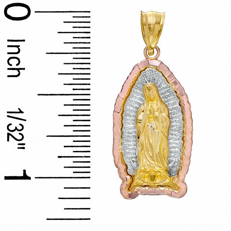 Main Image 2 of Textured Our Lady of Guadalupe Tri-Tone Necklace Charm in 10K Gold