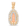 Cubic Zirconia Our Lady of Guadalupe Charm in 10K Solid Tri-Tone Gold