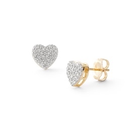 1/6 CT. T.W. Diamond Heart Composite Earrings in 10K Gold