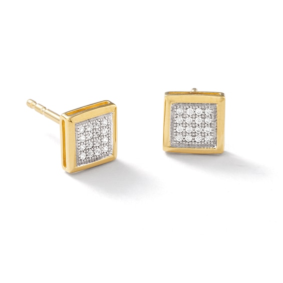 1/10 CT. T.W. Composite Diamond Square Stud Earrings in 10K Gold