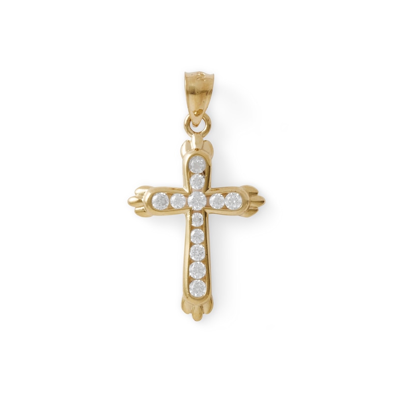 Cubic Zirconia Cross Charm in 10K Gold | Banter