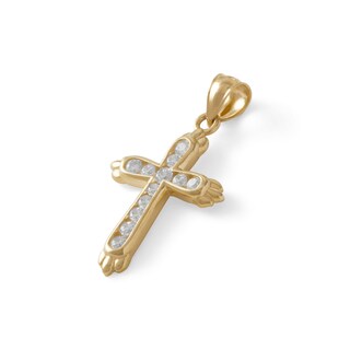 Cubic Zirconia Cross Charm in 10K Gold