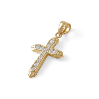 Cubic Zirconia Cross Charm in 10K Gold