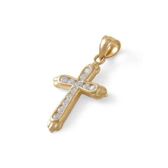 Cubic Zirconia Cross Charm in 10K Gold