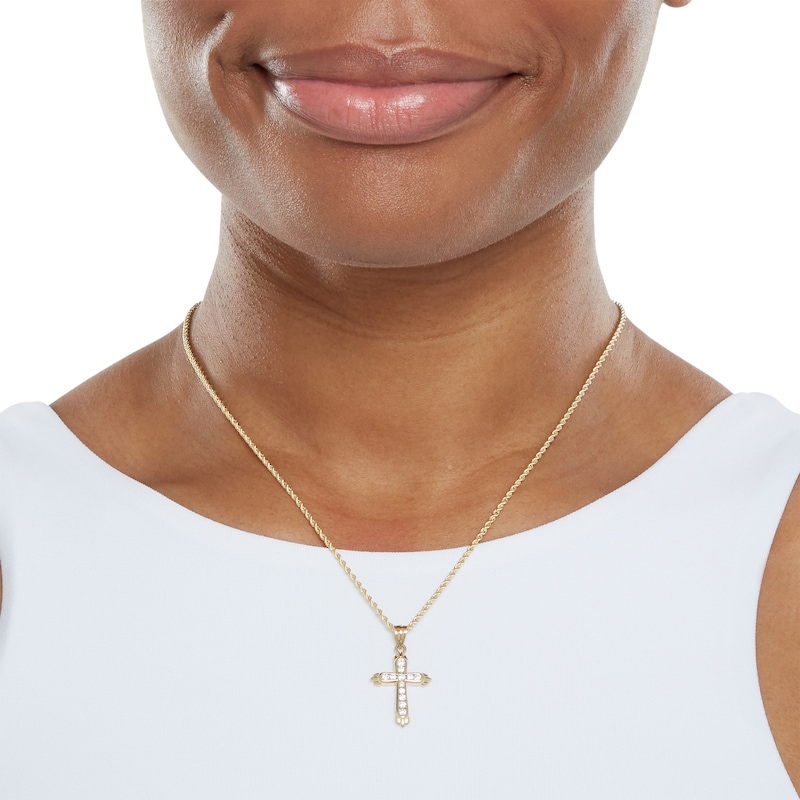 Main Image 3 of Cubic Zirconia Cross Charm in 10K Gold