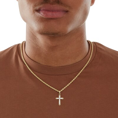 Cubic Zirconia Cross Charm in 10K Gold