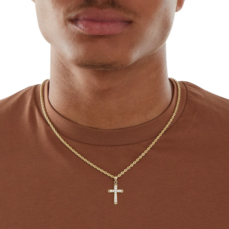 Main Image 4 of Cubic Zirconia Cross Charm in 10K Gold