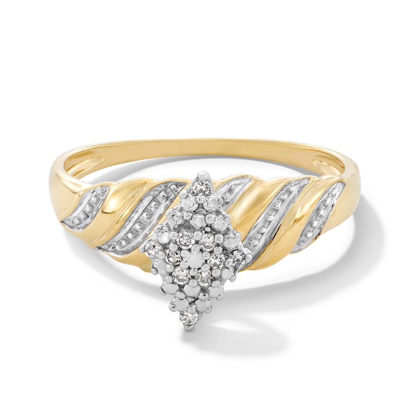 1/20 CT. T.W. Marquise Composite Diamond Wave Ring in 10K Gold
