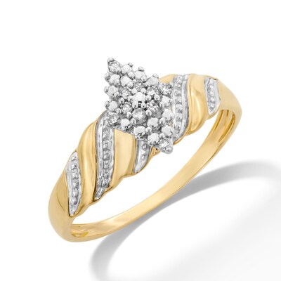 1/20 CT. T.W. Marquise Composite Diamond Wave Ring in 10K Gold