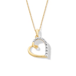 1/20 CT. T.W. Diamond Tilted Looping Heart Pendant in 10K Gold