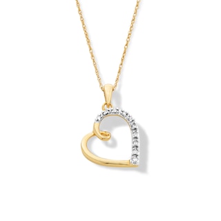 10K Gold 1/20 CT. T.W. Diamond Tilted Looping Heart Pendant - 18"