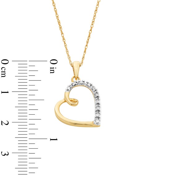 10K Gold 1/20 CT. T.W. Diamond Tilted Looping Heart Pendant - 18"