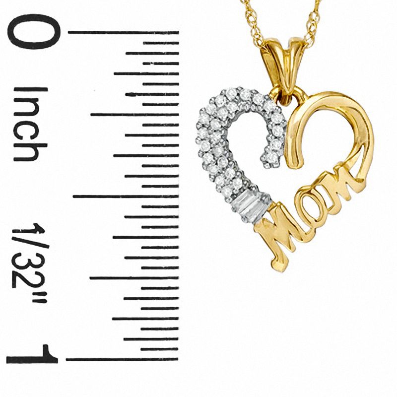 1/10 CT. T.W. Diamond MOM Heart Pendant in 10K Gold