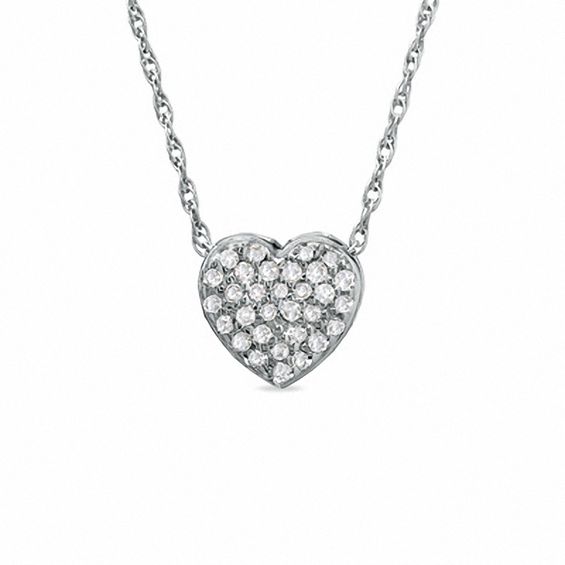 1 10 Ct T W Composite Diamond Heart Pendant In 10k White Gold Banter - Diamond Heart Pendant In 10k White Gold