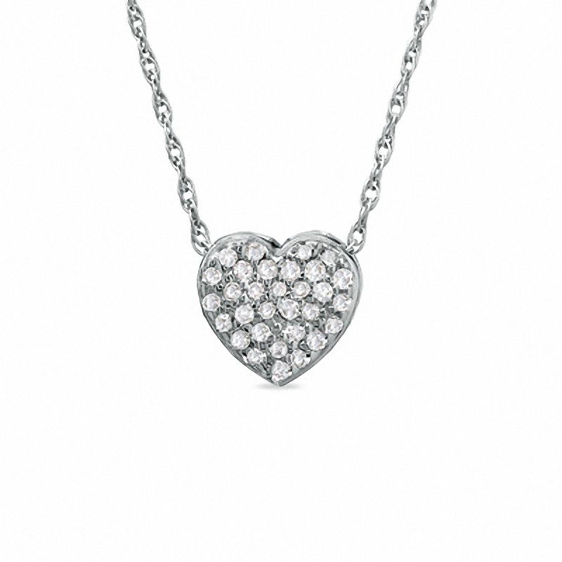 1/10 CT. T.W. Composite Diamond Heart Pendant in 10K White Gold