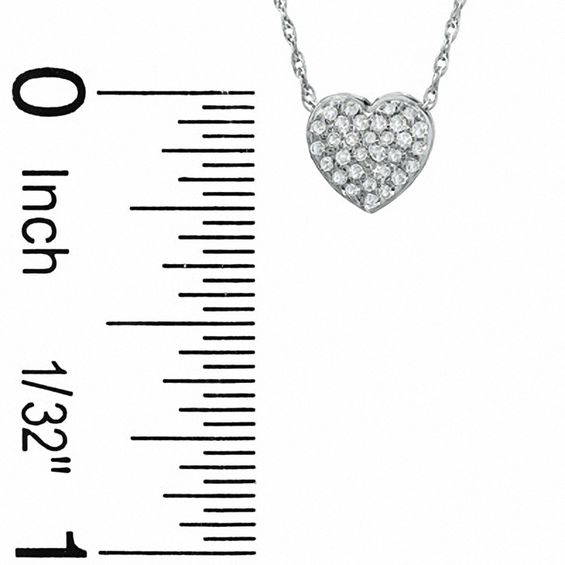 10K White Gold 1/10 CT. T.W. Diamond Heart Pendant - 18"
