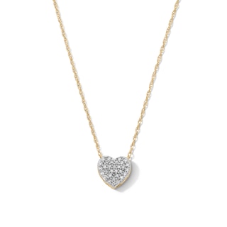10K Gold 1/10 CT. T.W. Diamond Heart Pendant - 18"
