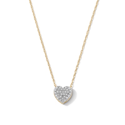 10K Gold 1/10 CT. T.W. Diamond Heart Pendant - 18"